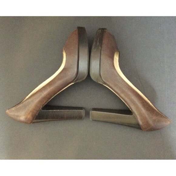 Michael Kors Womens Brown Leather Peep Toe Platform Pumps Size 9.5 M Shoes - Picture 7 of 9